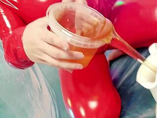 Sexy Girl Boldly Teases in Shiny Tight PVC Vinyl