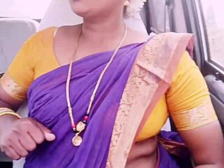 Telugu House Maid Teases with Dirty Talk During Steamy Car Ride and Secret Touching