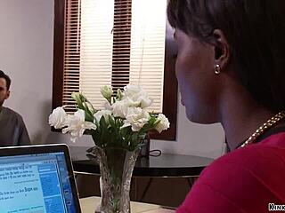 Hey, watch handcuffed ebony take rough bed fucking