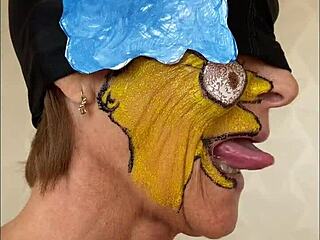 stepmom gulps my sperm after deepthroat swallow close-up mouthful