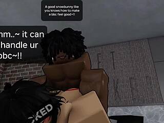 Snowbunny takes first big black cock in Roblox!
