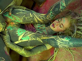 Dreadlocked Inked Girl Rides Anal Cowgirl