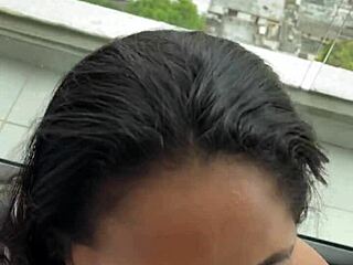 Ebony babe delivers sloppy deepthroat blowjob and ball lick to bbc before wild fucking