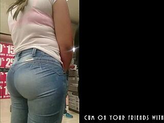 spy cam catches young cutie's bubble ass shaking in public outdoor homemade tease