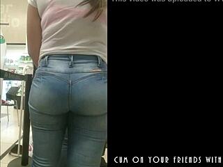 spy cam catches young cutie's bubble ass shaking in public outdoor homemade tease