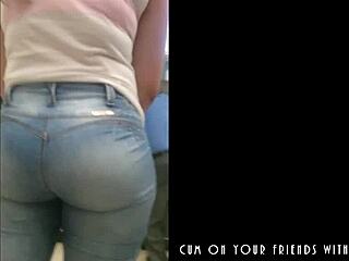 spy cam catches young cutie's bubble ass shaking in public outdoor homemade tease