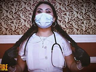 long latex gloves nurse dominates patient in medical fetish asmr!
