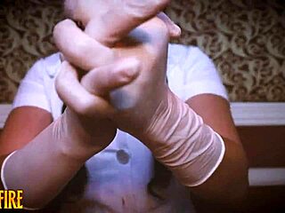 long latex gloves nurse dominates patient in medical fetish asmr!