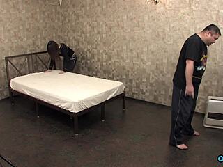 lucky old guys toy young girl's big clit nipples then doggystyle her puffy pussy hard