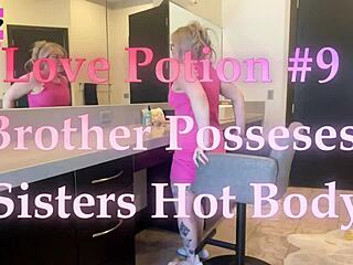 step bro can't resist sister's big natural tits after love potion turns her into bimbo slut