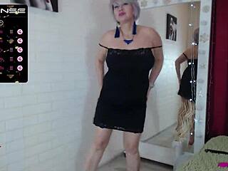 Hot Russian Mature Bitch Strips Teasing Shaved Pussy