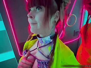 in the throbbing rave bathroom she drops to knees for his sloppy public deepthroat gagging on huge cock