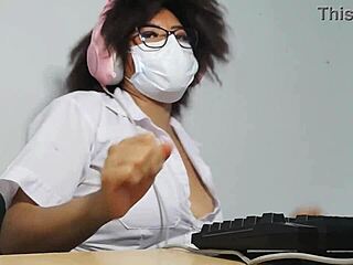 beautiful latina student gets so excited flashing natural tits during homework