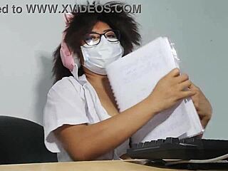 beautiful latina student gets so excited flashing natural tits during homework