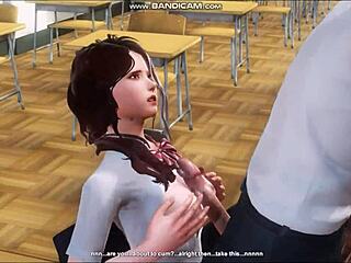 ph brunette sucks teacher cock in classroom game!