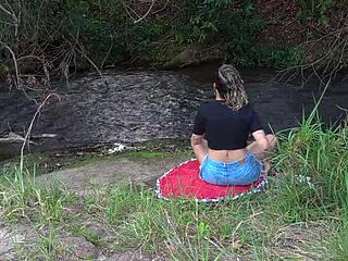 Stranger Lures Her at Waterfall for Bent Over Outdoor Doggystyle Fingering