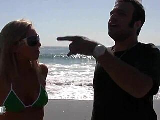 Blonde 18+ Bitch Pornstar Takes Facial Cumshot from Big Cock Blue Eyes Bikini