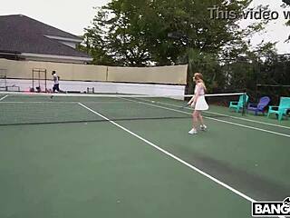 Brunette Shaved Pussy Creampied After Deepthroat Doggystyle Tennis Fuck