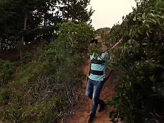 fucking my horny colombian milf sister-in-law outdoors with her big clit and wet pussy