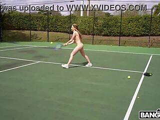 Brunette Shaved Pussy Creampied After Deepthroat Doggystyle Tennis Fuck