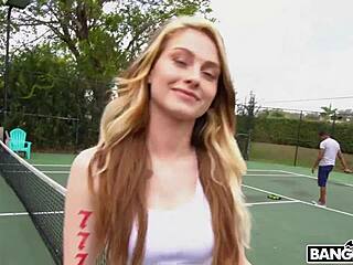 Brunette Shaved Pussy Creampied After Deepthroat Doggystyle Tennis Fuck