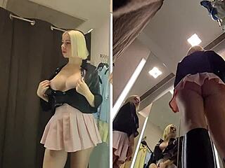 spy cam catches juicy pussy upskirt in public changing room