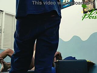 Sisters eagerly share his throbbing cock behind the scenes