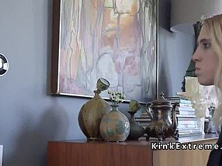 Blonde quivers under couple's dominating fuck