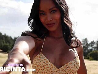 oh man this horny asian slut putri cinta teases her big nipples out in the fields so bad