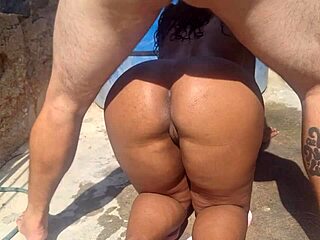 brazilian street hooker spreads gaping ass for public ebony anal pounding