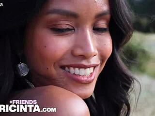 oh man this horny asian slut putri cinta teases her big nipples out in the fields so bad