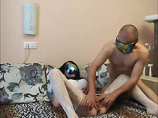 mature wife strips stockings in homemade milf couple fuck video