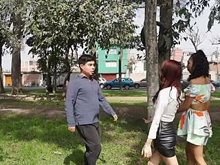 hey those two horny latina teens and their lucky guy threesome rocked