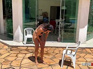 she showered with hose first then dude's dick made her cum hard