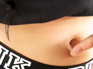 i pause just to admire her sexy latina belly navel up close