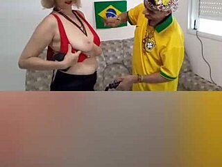 playing with myke brasil's huge natural tits. big pussy lips and nipples tease.