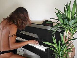 Insane cowgirl riding huge cock cum on tits she faked piano practice for monster dick pounding