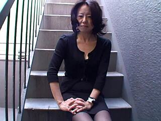 asian brunette junko sakashita flashes her boobs on street then fingers solo