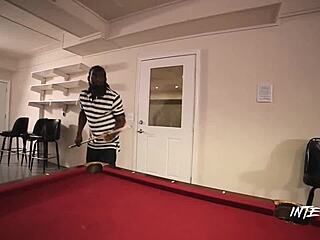 White BBW bends over pool table as BBC pounds her fat ass