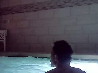 tattooed muscle man claims public jacuzzi for dirty romp