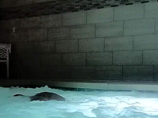 tattooed muscle man claims public jacuzzi for dirty romp