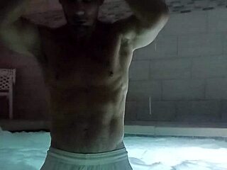 tattooed muscle man claims public jacuzzi for dirty romp