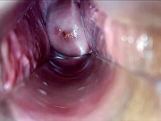 she spreads wide with speculum for pulsating vagina orgasm buildup