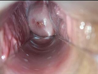 she spreads wide with speculum for pulsating vagina orgasm buildup