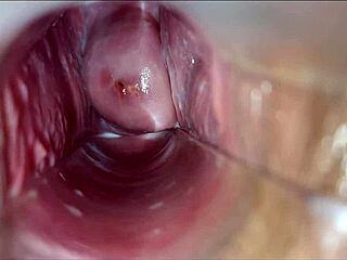 she spreads wide with speculum for pulsating vagina orgasm buildup