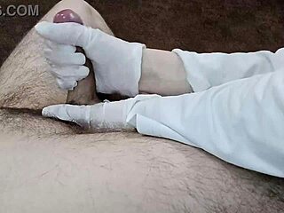 Hungarian nurse milks sperm donation in private clinic closeup