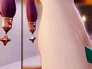 mona's intriguing bathroom solo with long hair and her unique slime dildo play