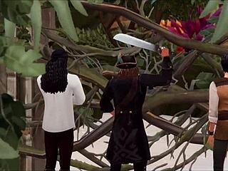 rough gangbang slut takes double penetration breeding from four guys in sims 4