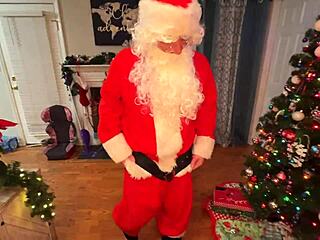Santa's Naughty Little Ho Teases Tits Panties Stockings Christmas Fun