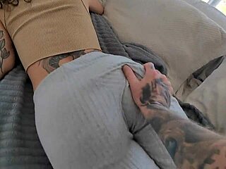 stepdad wakes juicy teen slut after mcdonalds shift for rough doggystyle anal creampie taboo ride